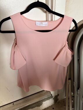 Amanda Uprichard Blush Pink Cold-Shoulder Ruffle Tank Top